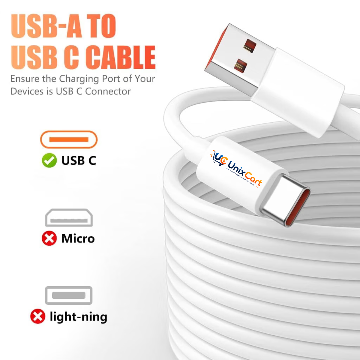 1 metre USB-A to Type-C cable