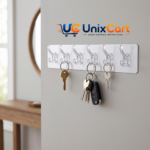 Towel hanging from transparent adhesive wall hook