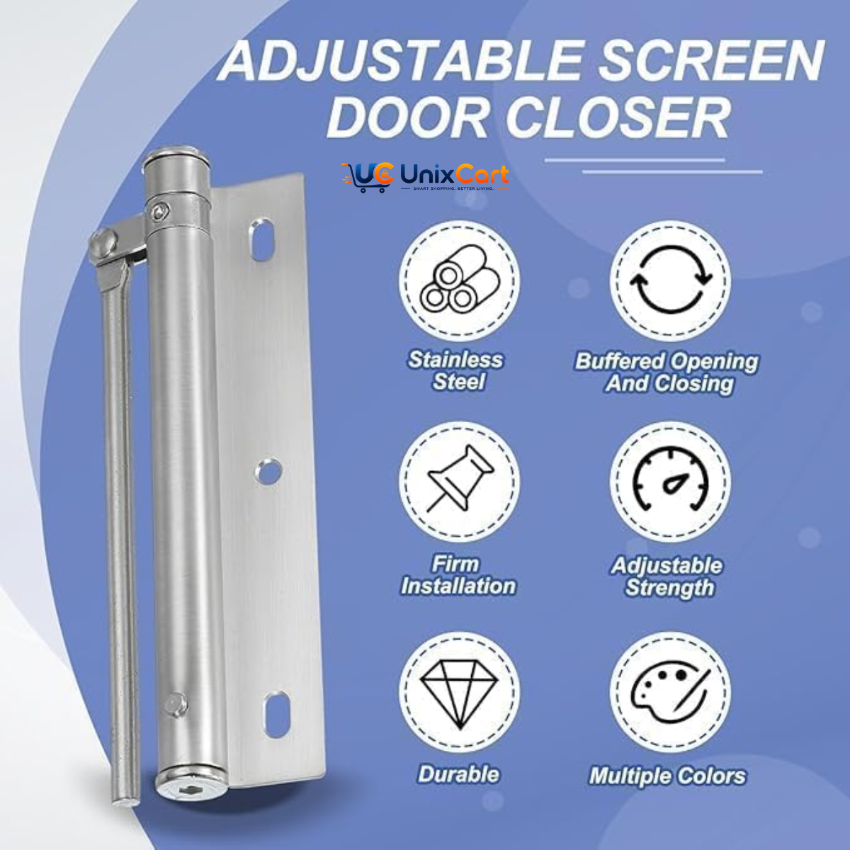 Adjustable spring door closer for home