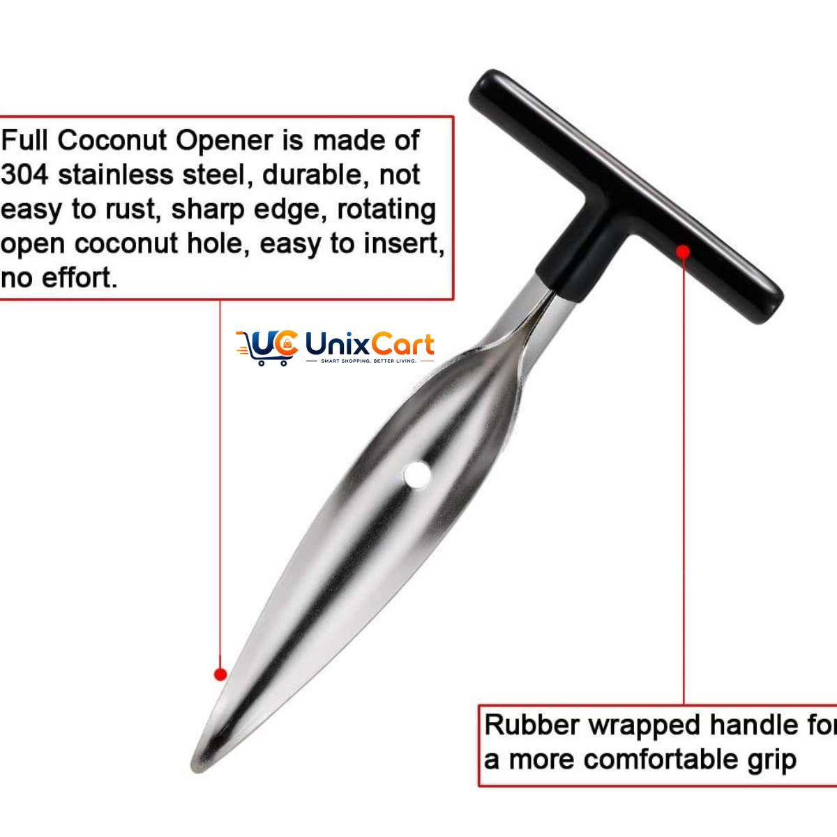 Straw inserted after using the coconut opener