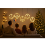 Diya pendant lights around a puja space