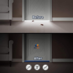 Door guard blocking dust and insects at threshold