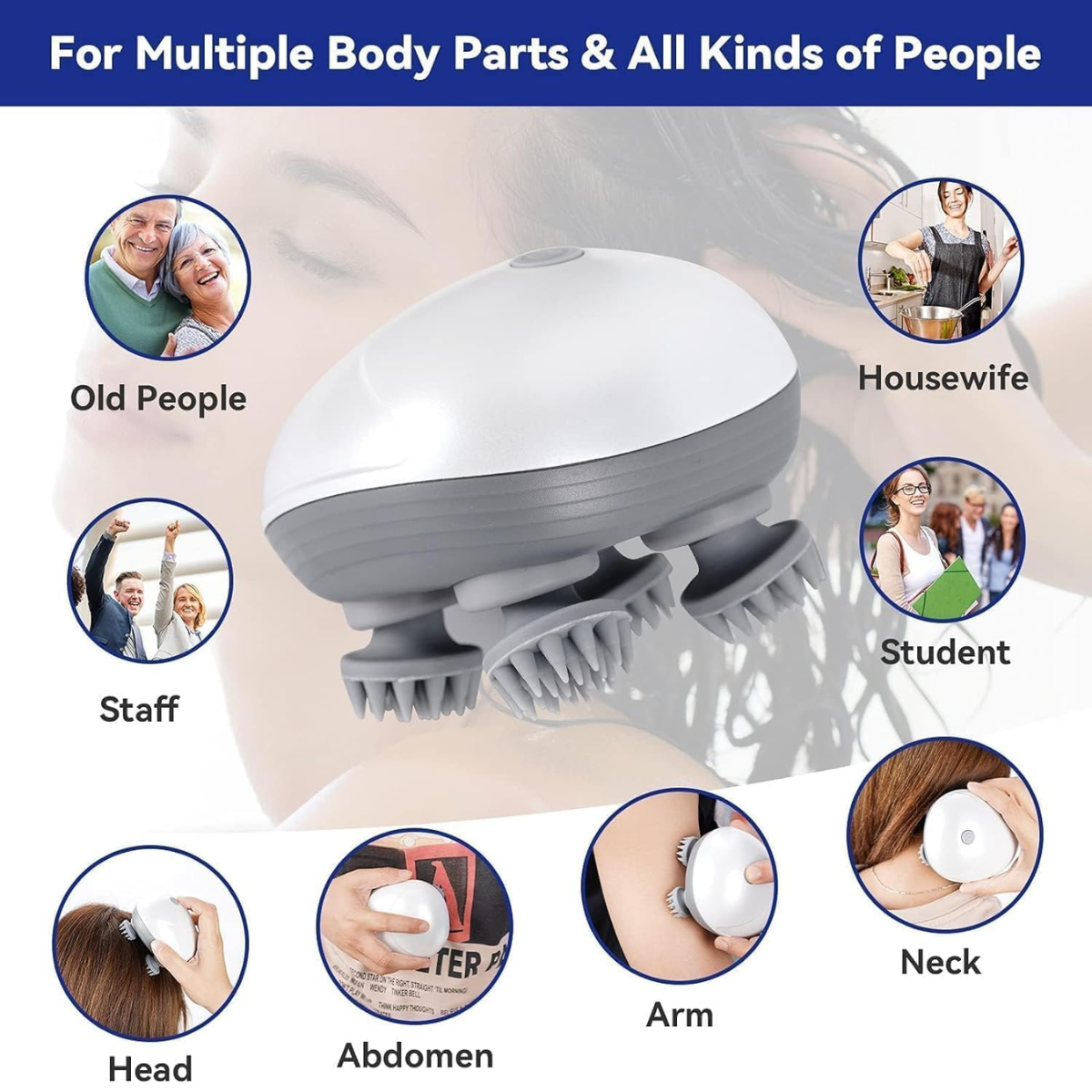 Rechargeable head massager for scalp massage