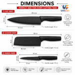 All three knives laid out showing size difference
