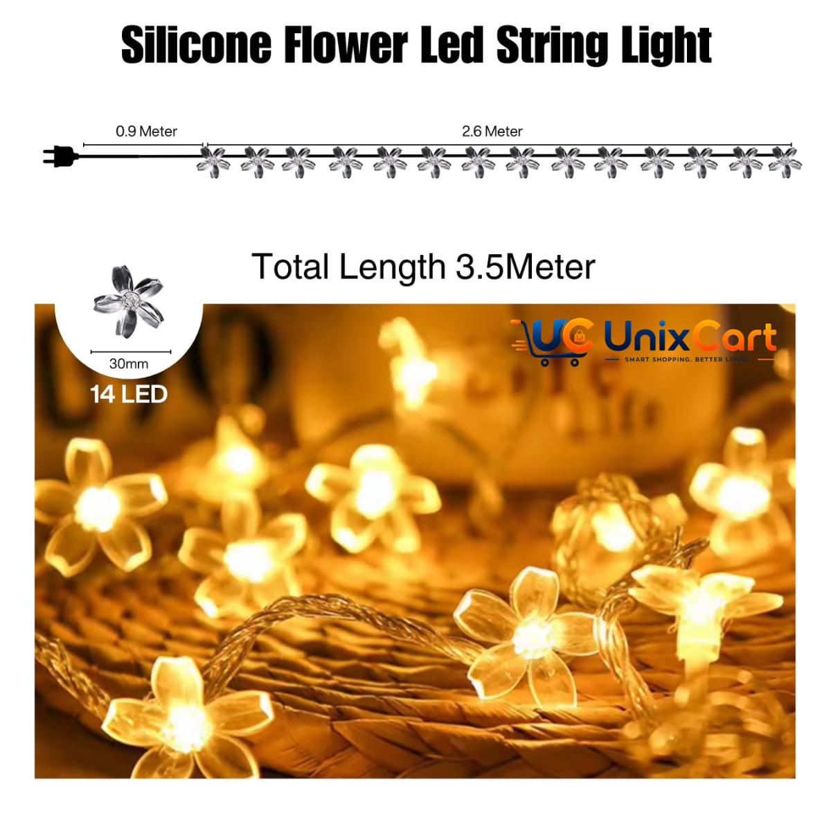 Lights switched off showing flower shape detail