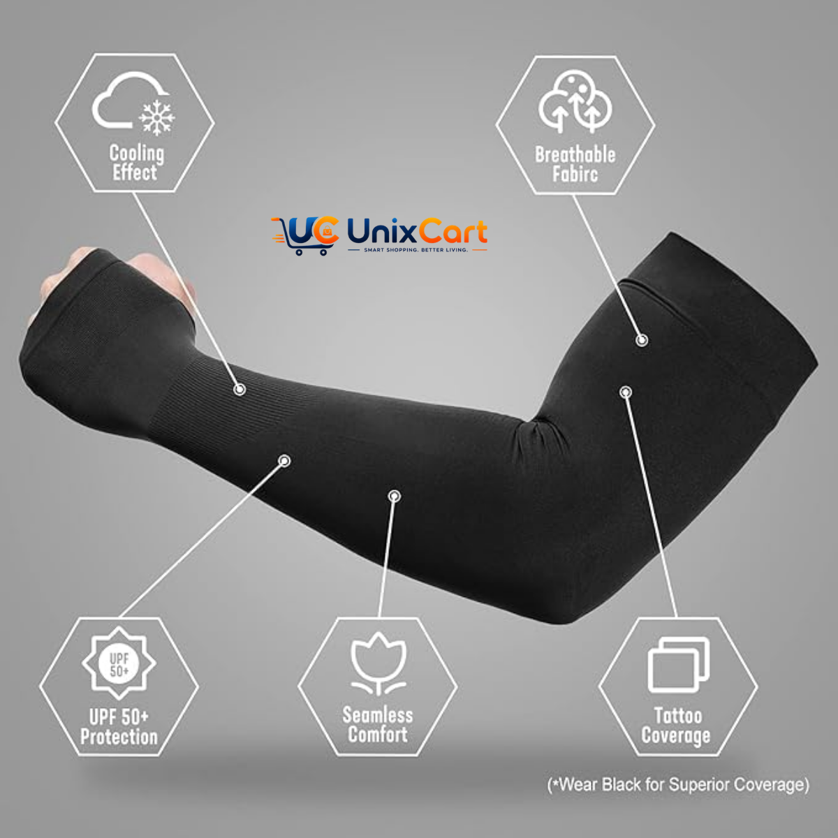 Black sports compression-style arm sleeves
