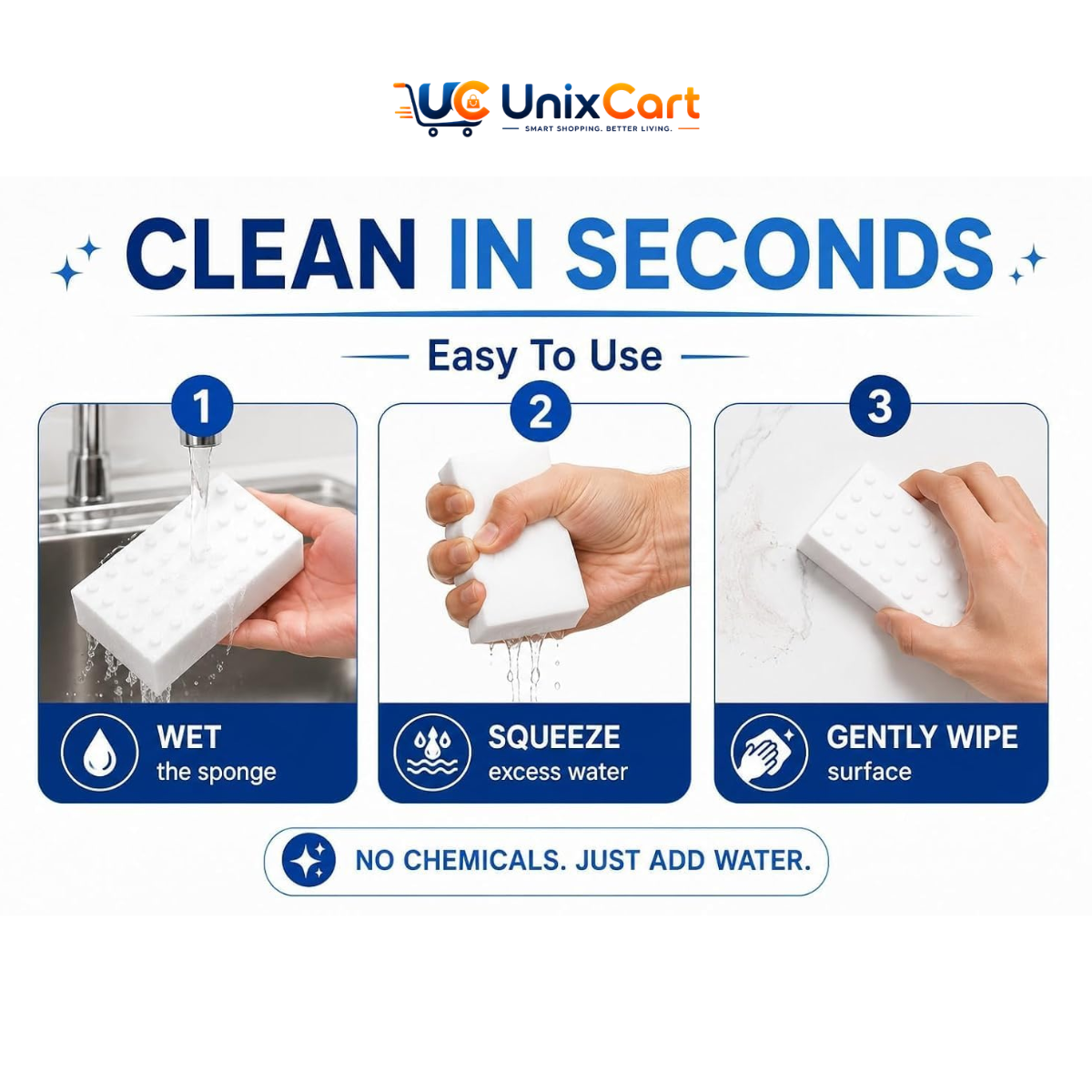 Magic cleaning sponge for bathroom surface cleaning