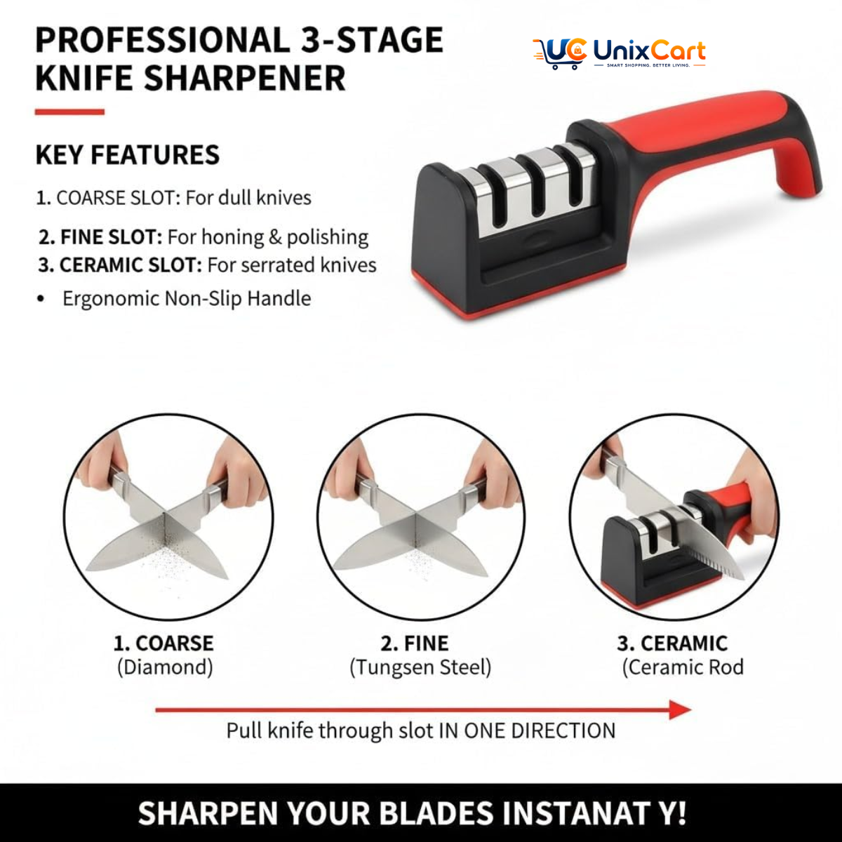 Manual knife sharpener with stable base
