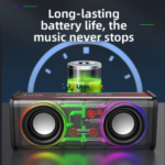 Transparent 10W stereo Bluetooth speaker for home and travel
