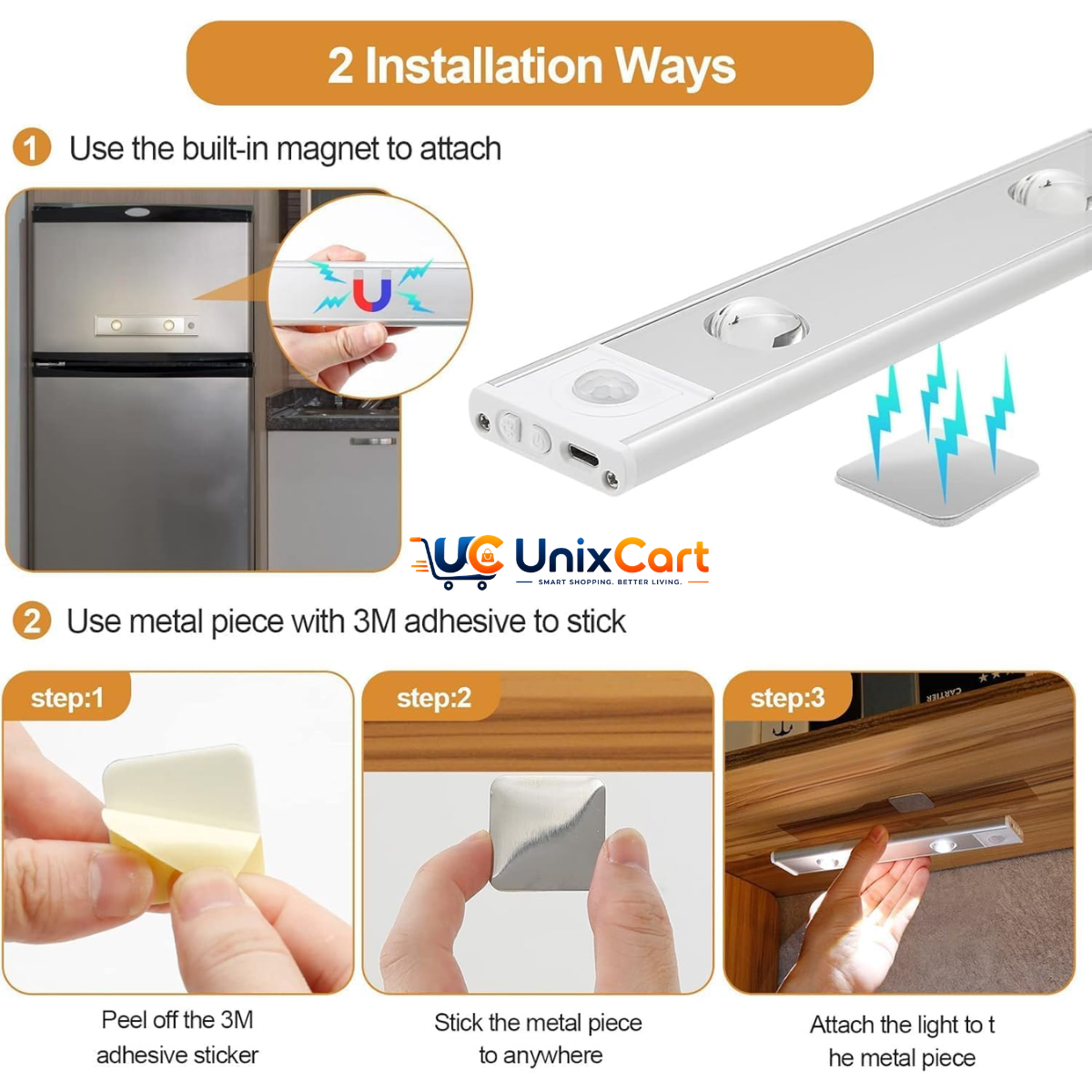 Dimmable LED wardrobe light with motion sensor