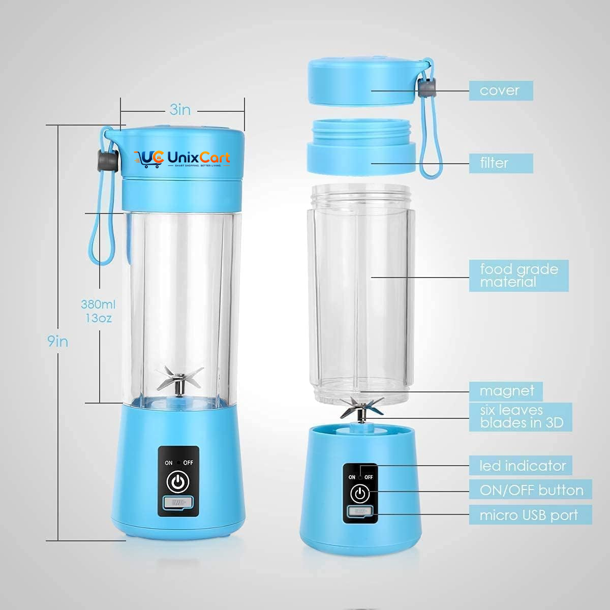 Compact USB rechargeable juicer blender