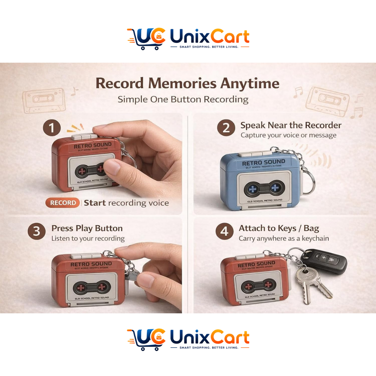 Compact retro keychain for backpack