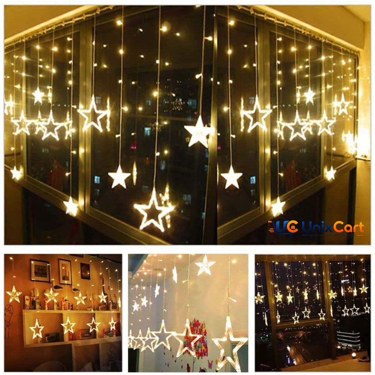 Warm white star lights with 8 lighting modes