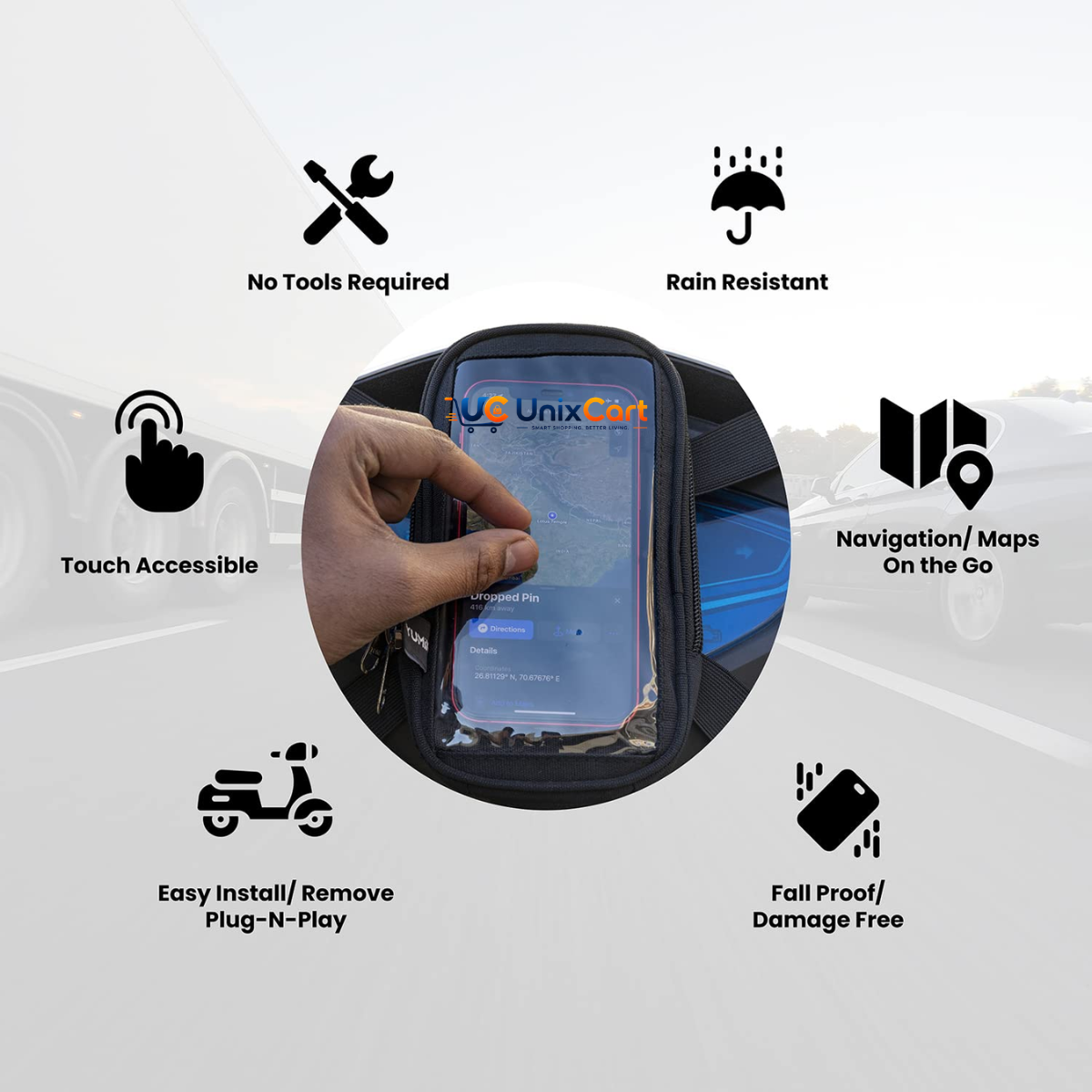 Scooty phone holder pouch for rain protection