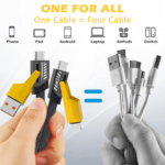 4 in 1 fast charging cable with metal connector heads