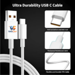 White Type-C cable for compatible smartphones