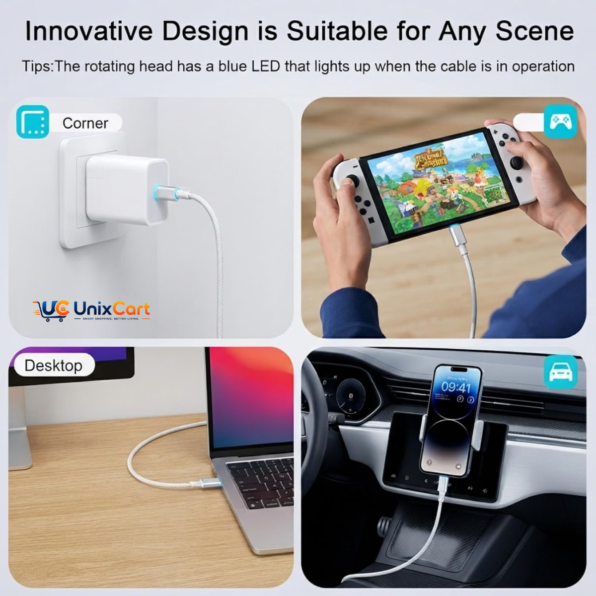 Braided USB Type-C charging cable for compatible devices