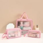 3 pcs wash bag set arranged by size with frosted waterproof panels