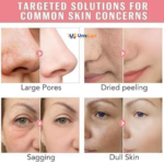 Radiant glass skin glowing complexion after removing bio collagen face mask