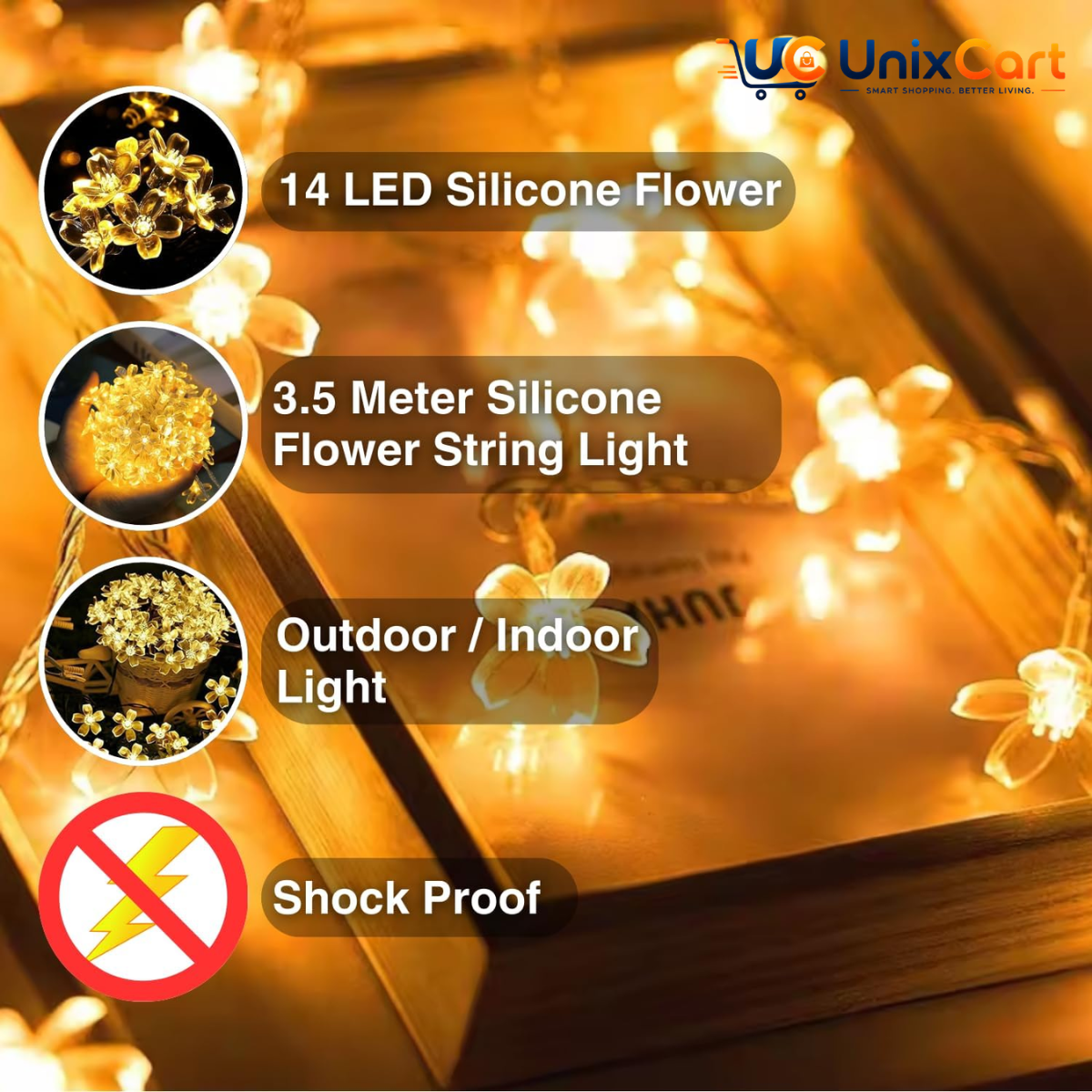 Flower String Light: 1 Best 14 LED 3M Silicone Blossom Lamp