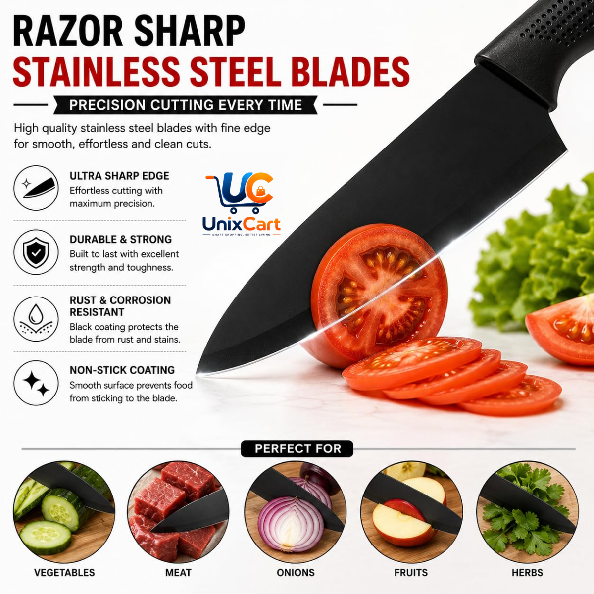 Meat knife from the 3 piece kitchen knife set