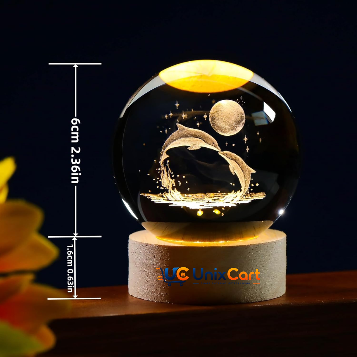 Crystal ball lamp switched off showing base detail