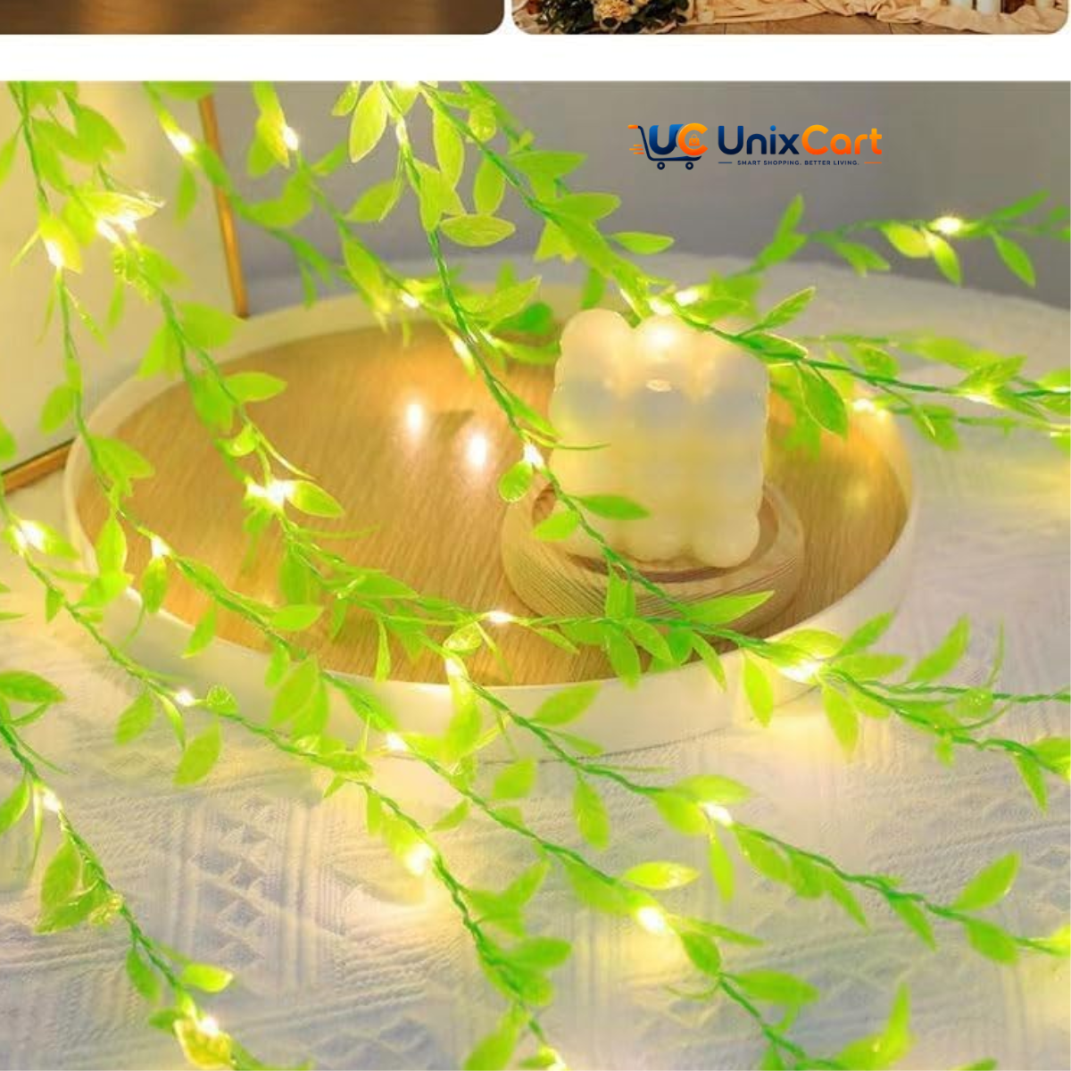 Leaf curtain fairy lights with adjustable brightness
