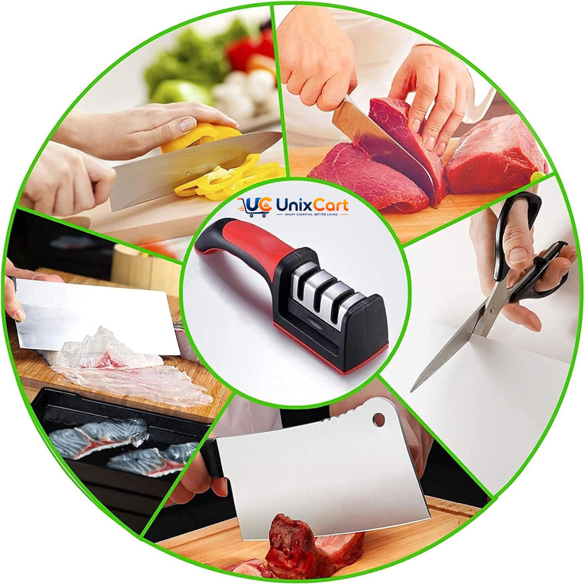 Black manual knife sharpener with handle