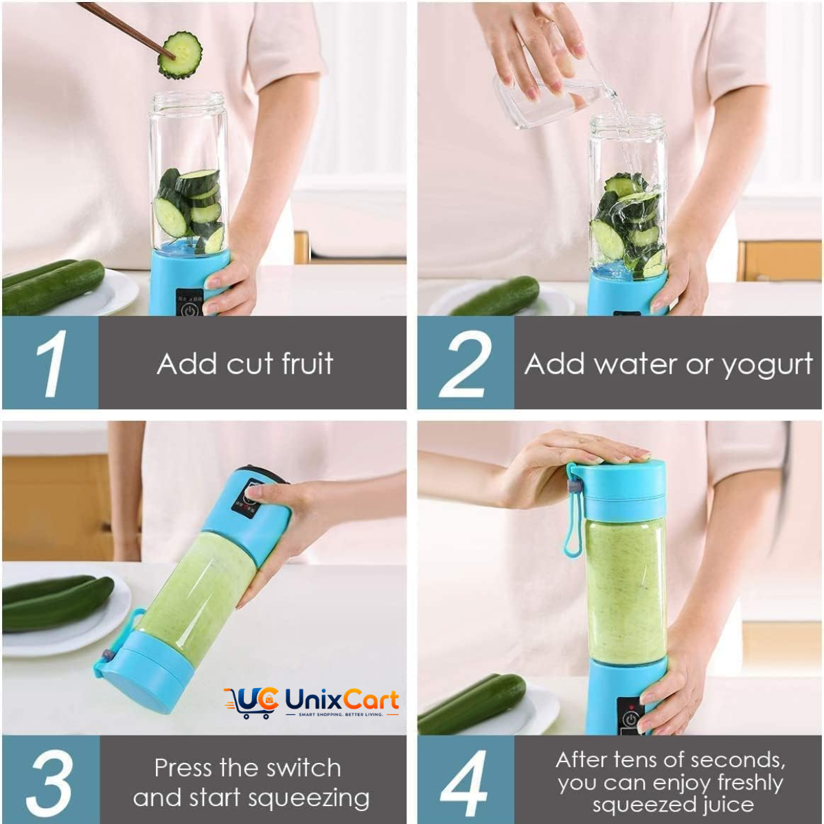 Portable 6-blade blender for protein shakes
