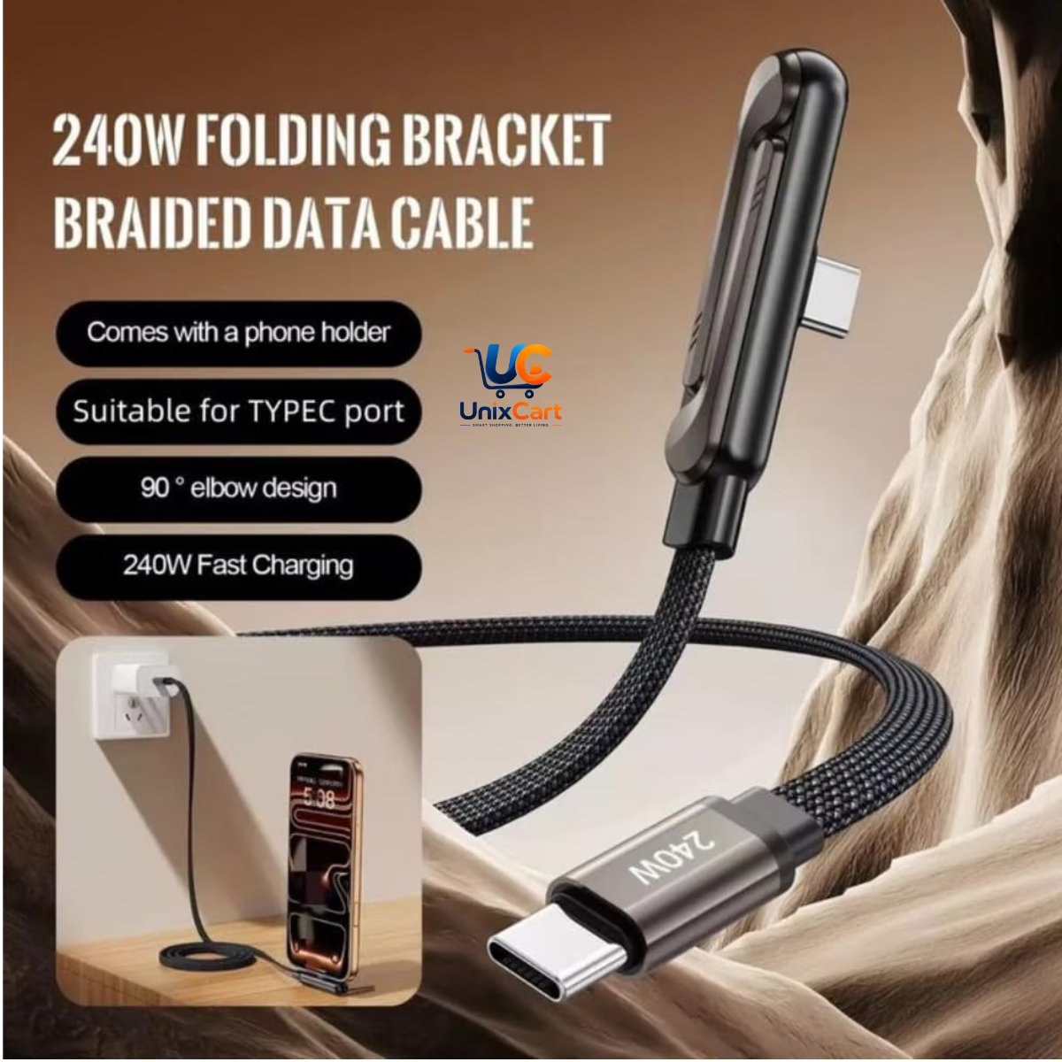 Type-C to Type-C fast charging cable for laptop and smartphone