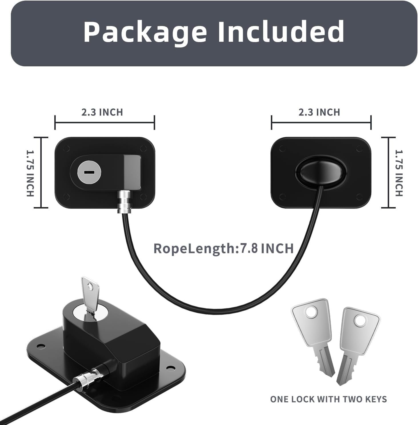 Child Safety Lock With Keys 2 Pack | Fridge & Cabinet