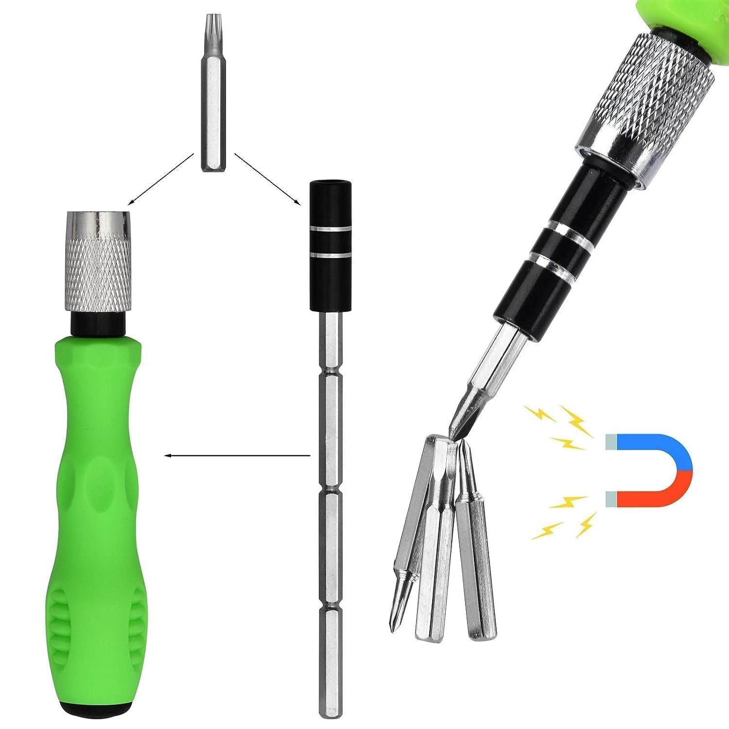 Flexible shaft reaching an angled screw inside a laptop