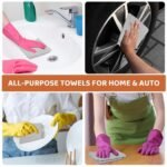 Cloth wiping spill off kitchen counter