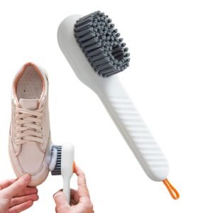 Reusable shoe scrubbing brush with handle