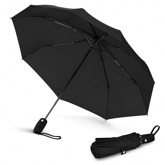 Reinforced flexible metal ribs and telescopic shaft of folding umbrella
