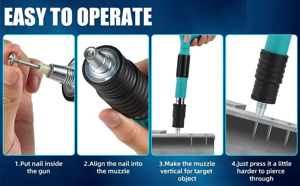 Steel nail gun for compatible wall fastening