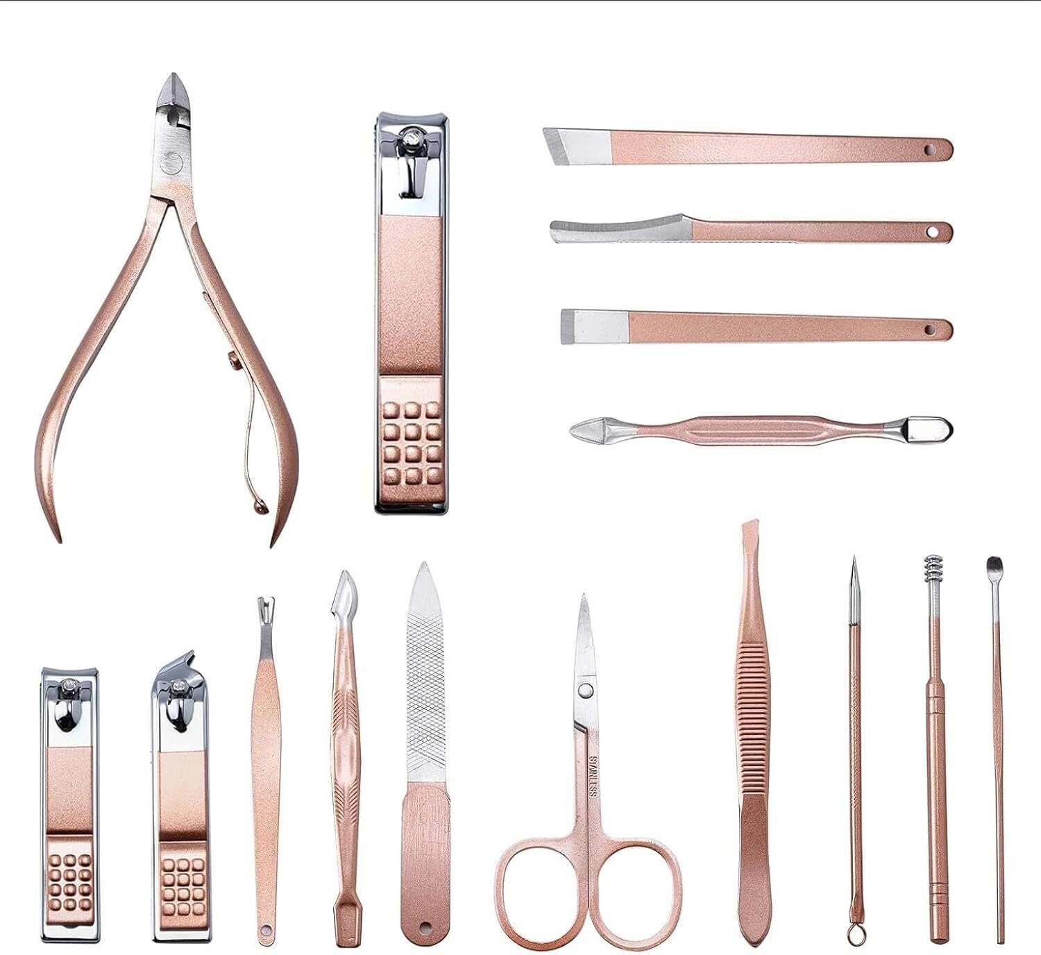 16 in 1 manicure kit with travel case open