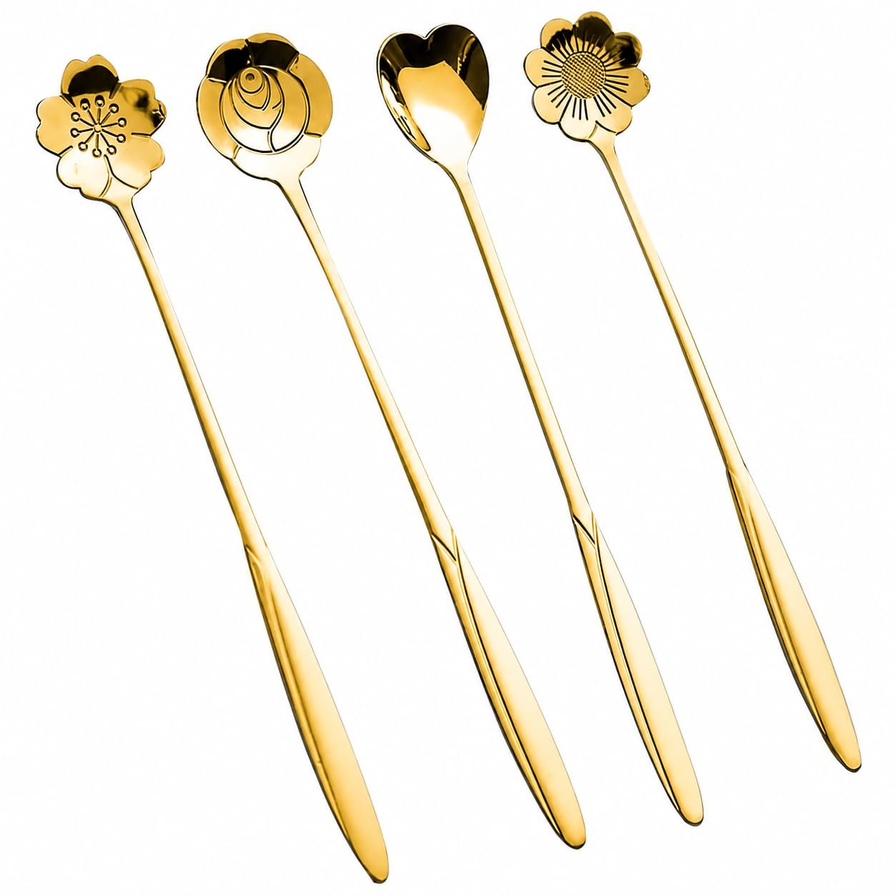 Golden spoon set of 4 on dining table