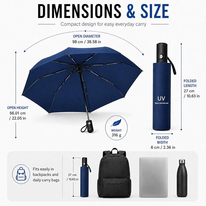 3 fold umbrella folded compact size