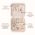 Mini jewellery box travel case closed with zipper