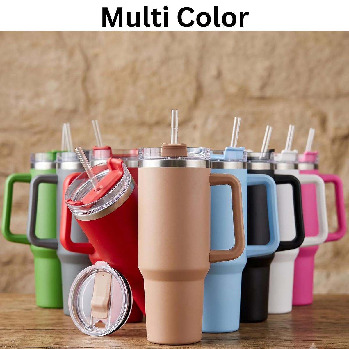 large stainless steel tumbler with straw lid