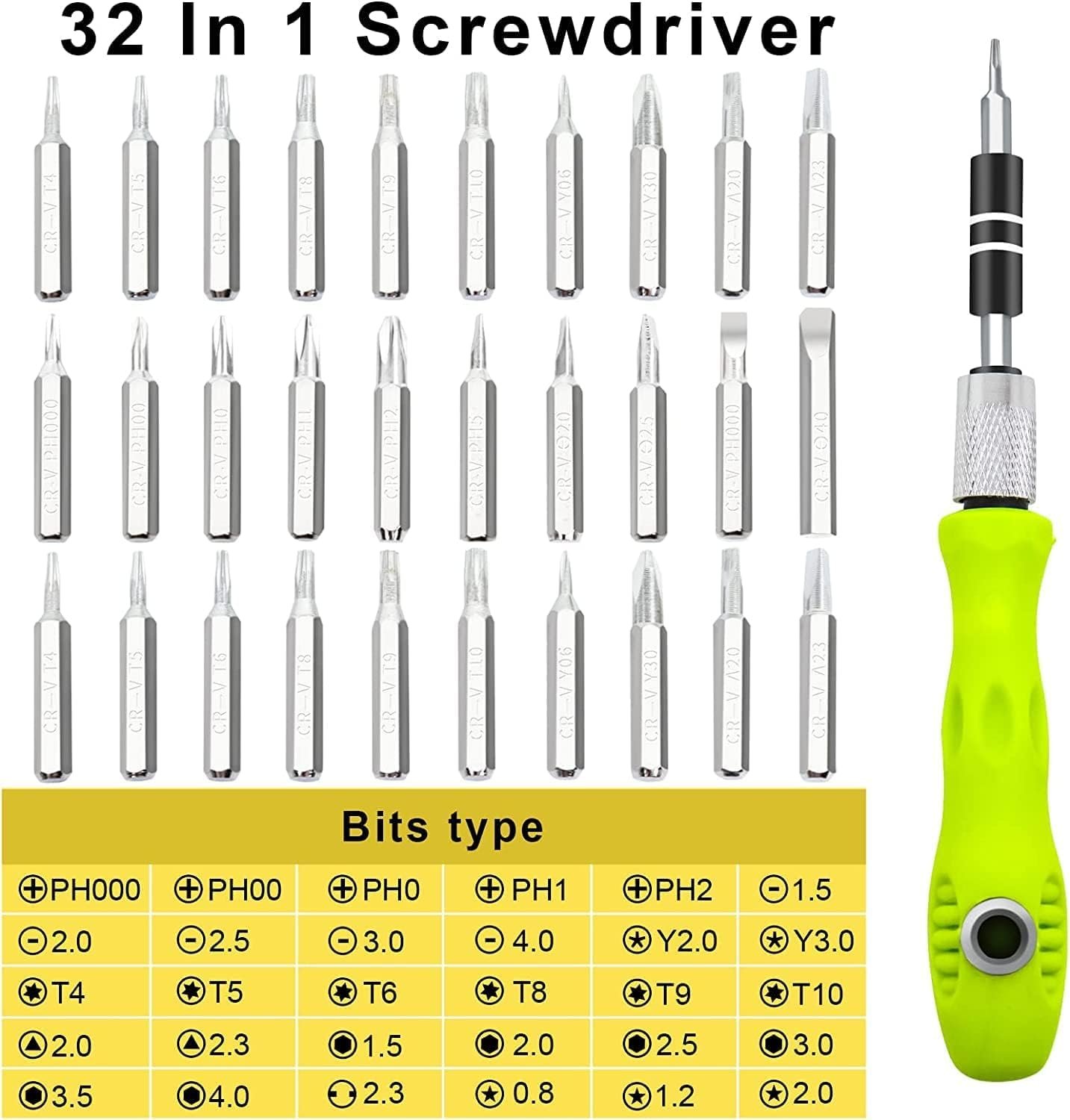 32 in 1 screwdriver set with flexible extension shaft