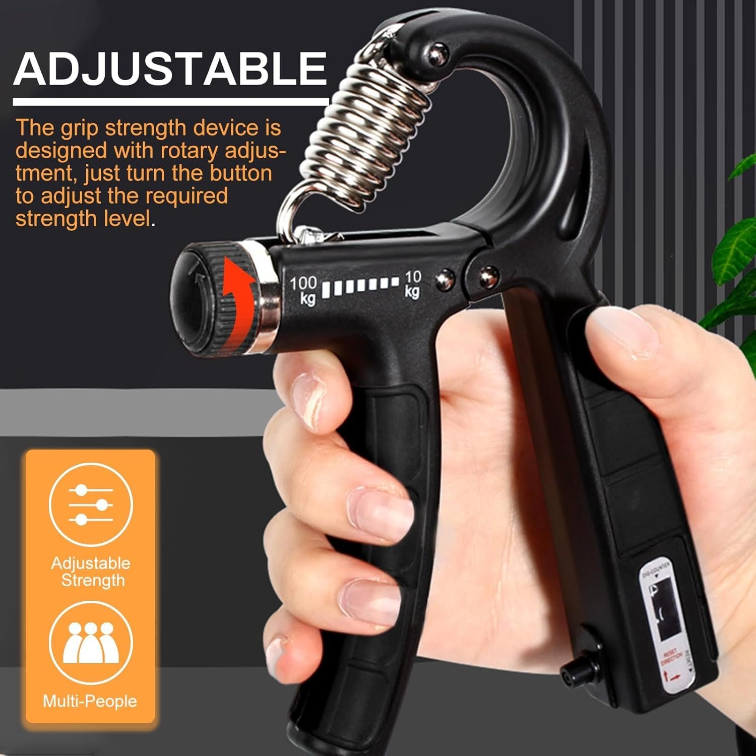 adjustable counting hand grip for fitness training