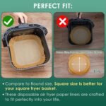 Air fryer basket lined with paper sheet before cooking
