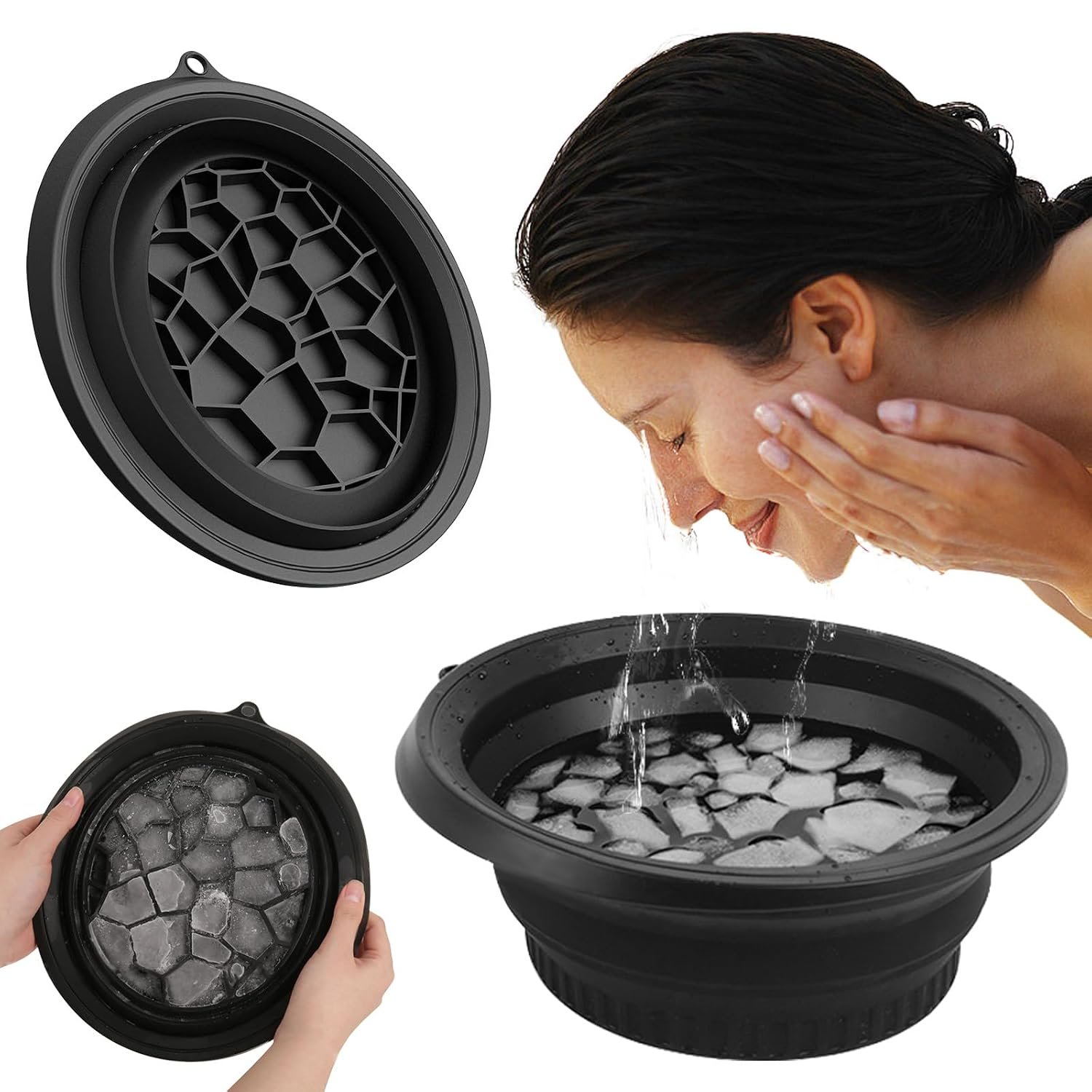 Face dipped into the ice bath bowl