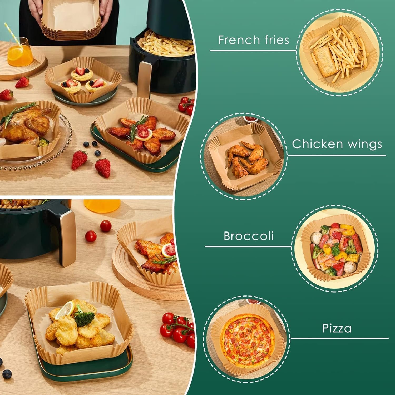square parchment air fryer basket liners