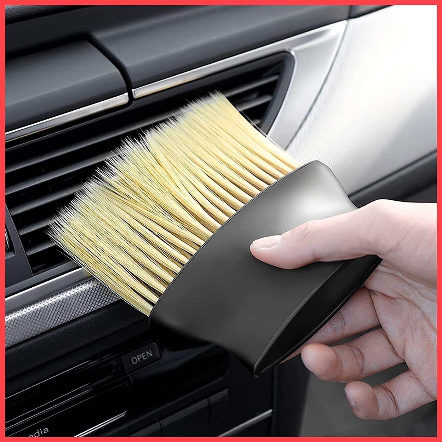 Car cleaning brush for interior detailing