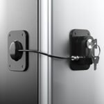 Adhesive child safety lock for cabinet