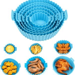 6 pcs air fryer silicone pot set on kitchen counter