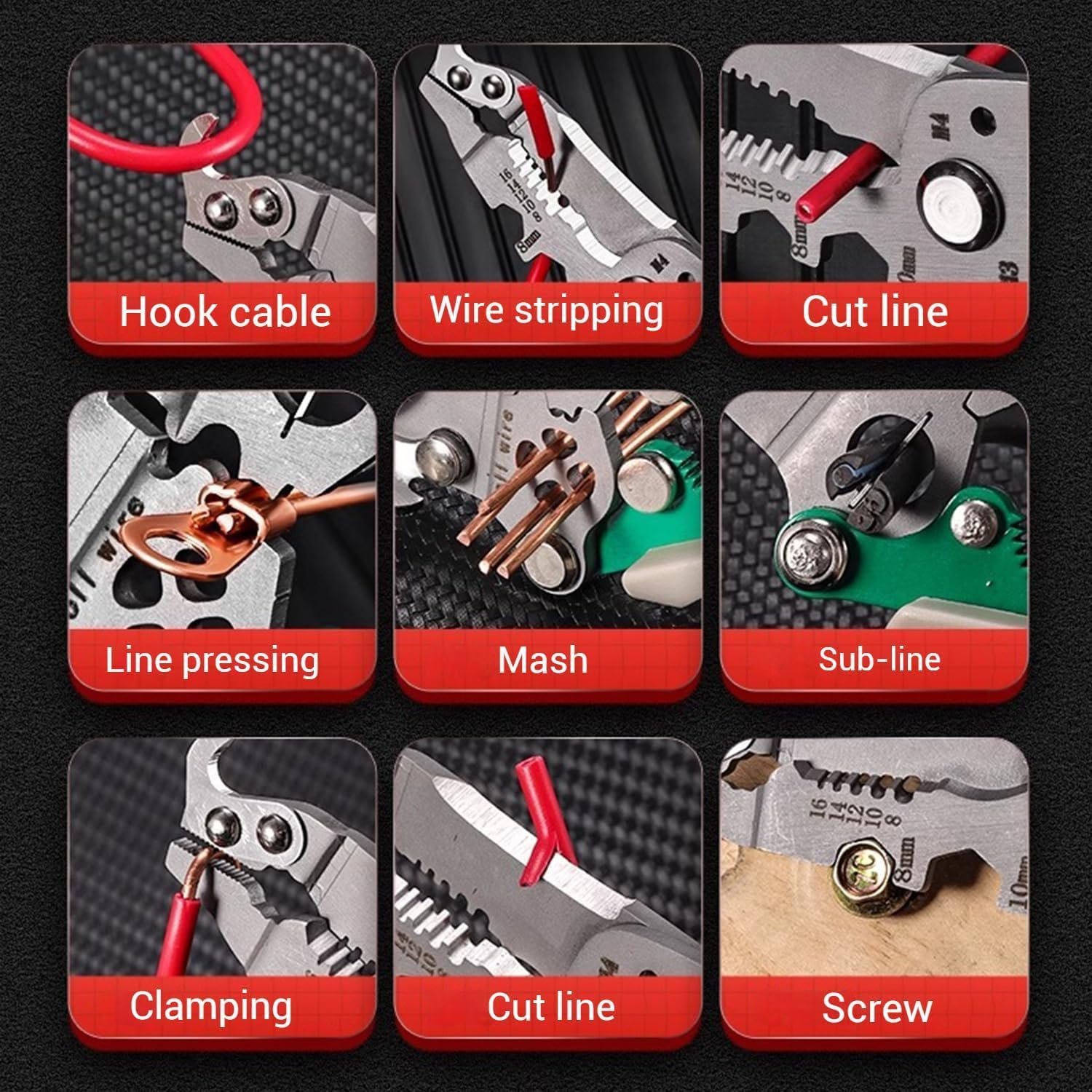 foldable wire stripper cutter crimper tool